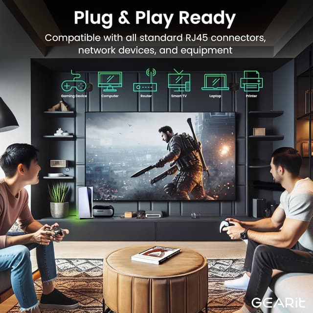 Detalle 2 de GEARit Cat6 Ethernet Cable 200ft (Outdoor Direct Burial, 24AWG, RJ45, UV-Resistant Jacket)