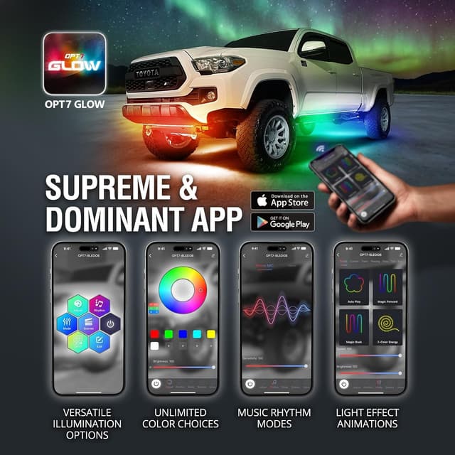 Detalle de OPT7 Aura DreamColor Underglow Chasing Lights Kit for Truck (RGBIC) with App & Remote, Waterproof 12V