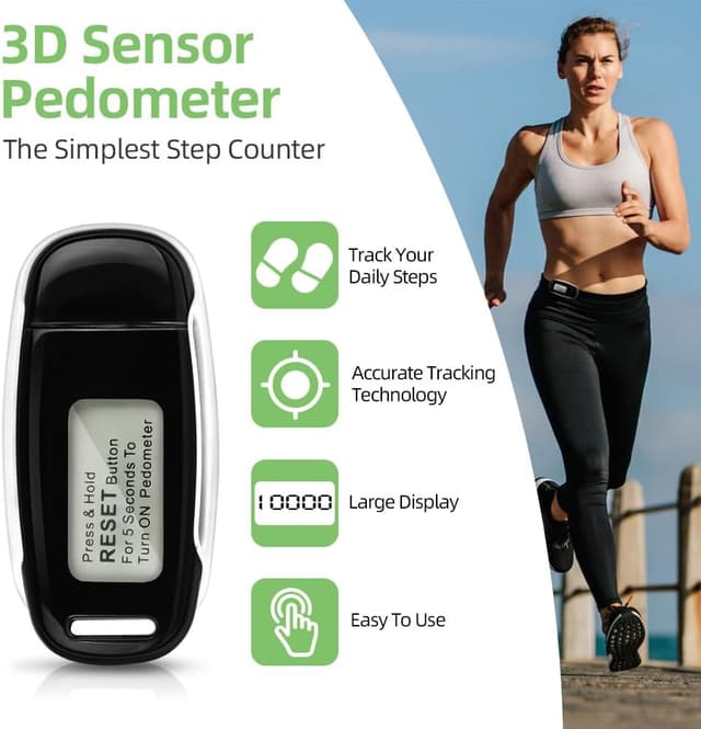 Detalle de Flintronic pedometro contapassi da passeggio con sensore 3D a 3 assi e clip, portatile per bambini e fitness uomo/donna/anziani