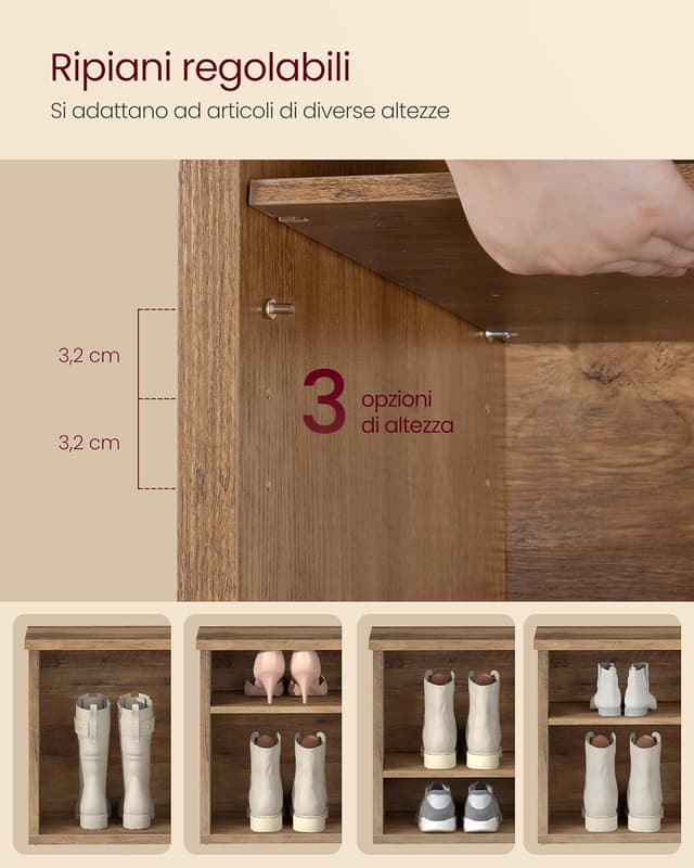 Detalle 2 de VASAGLE Panca Scarpiera con 6 scomparti