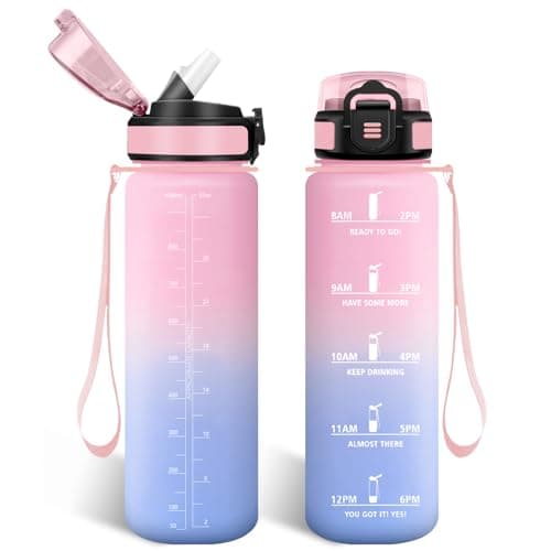 Detalle de HoneyHolly Botella Agua 1 L con pajita y marcador