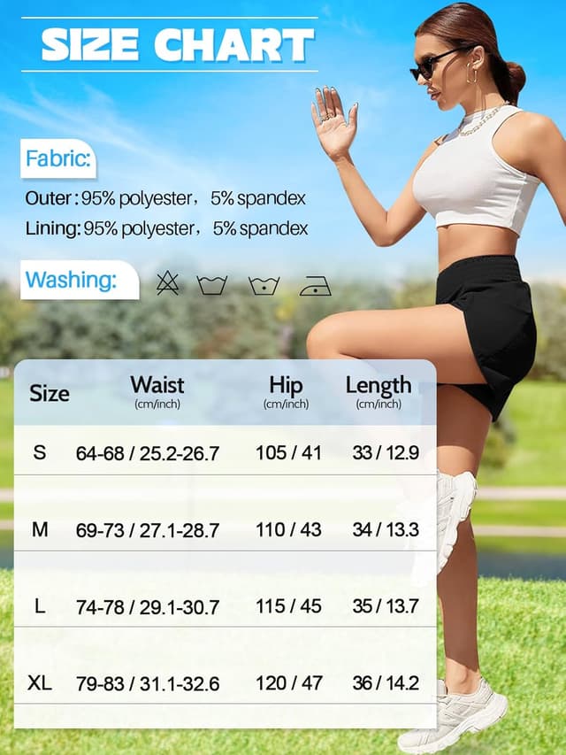 Detalle de Kefiyis Short de course femme taille haute 2 en 1 avec poche zippée à séchage rapide