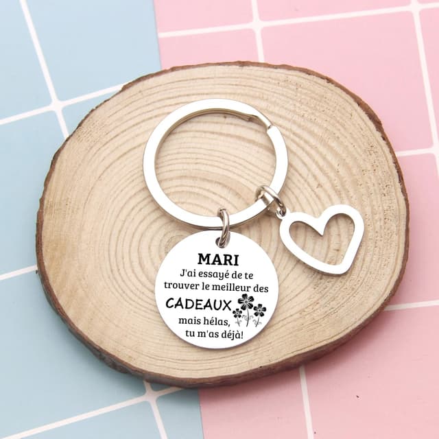 Detalle de ZYMGUO Porte-clés Mari, acier inox 2,5 cm