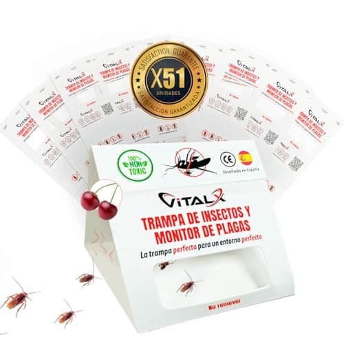 Detalle de VITALX SÚPER Pack de 51 trampas ultradhesivas contra cucarachas (olor a cereza)