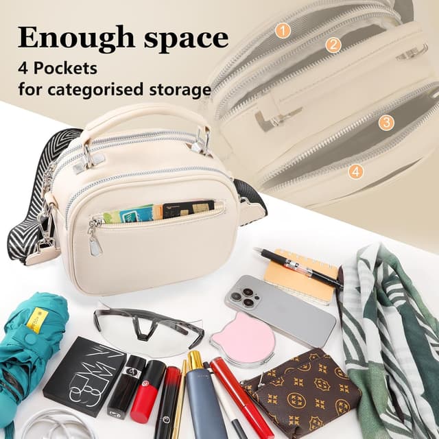 Detalle de SPFASZEIV Women’s small cross body bag in faux leather with 2 removable straps