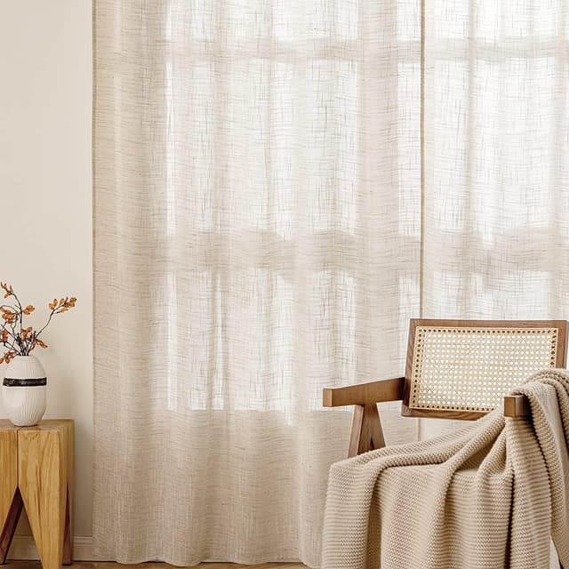 Detalle 1 de MIULEE Leinen-Vorhang Ösen Voile 2er Set 140×245 cm