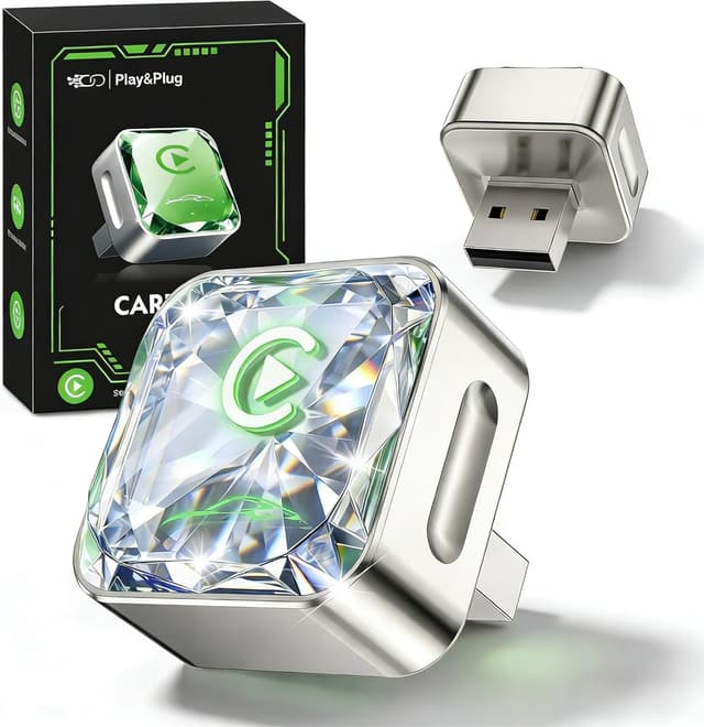 Detalle de Wireless Apple CarPlay Adapter (5.8G, Quad-Core, Plug & Play) — No-Lag CarPlay Receiver