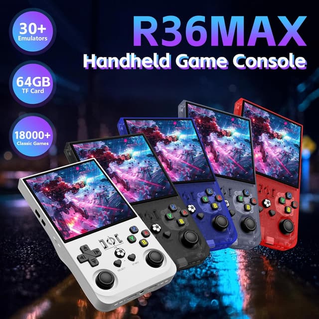 Detalle de R36MAX Retro Handheld Game Console (R36MAX) with 4.0'' IPS Screen, Linux System, 64GB TF Card