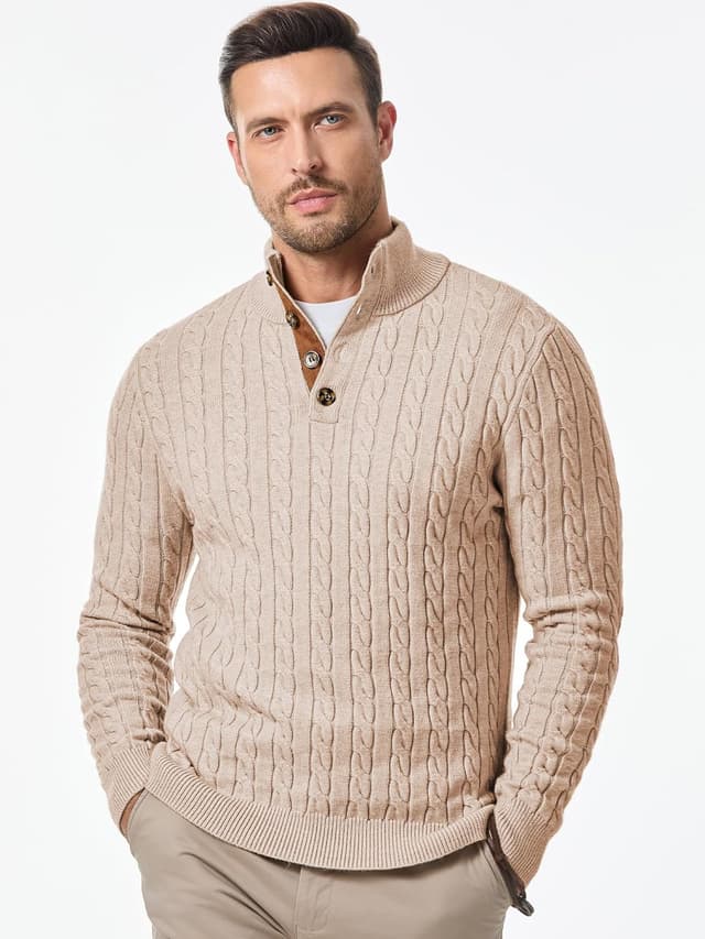 Thumbnail 1 de JMIERR Men's Cable Knit Pullover Sweater