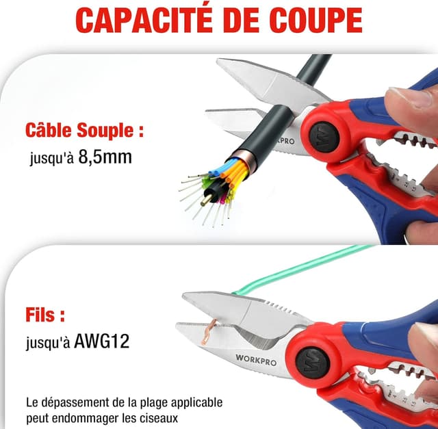 Thumbnail 4 de WORKPRO Ciseaux d'électricien 163 mm ✂