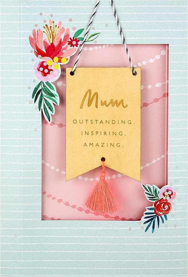 Detalle de Hallmark Mother’s Day Card for Mum (3D & Pop Up) with Wooden Hanging Keepsake Decoration