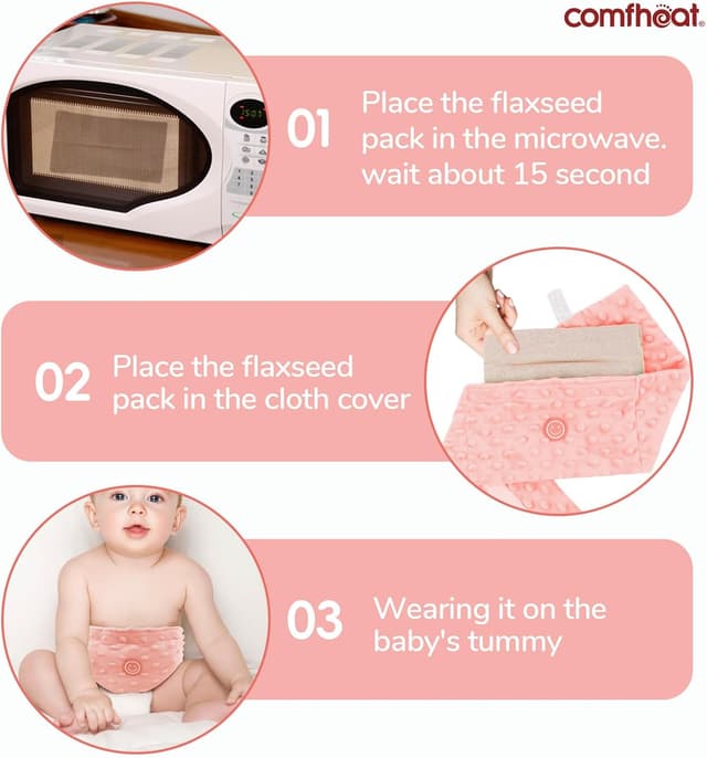 Detalle 2 de Comfheat Colic Relief for Babies Belt with flaxseed heated tummy wrap (0–3 years) – Pink