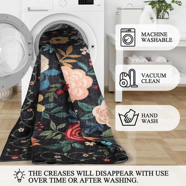 Thumbnail 6 de DUKINO 2x3 Floral Washable Entryway Rug