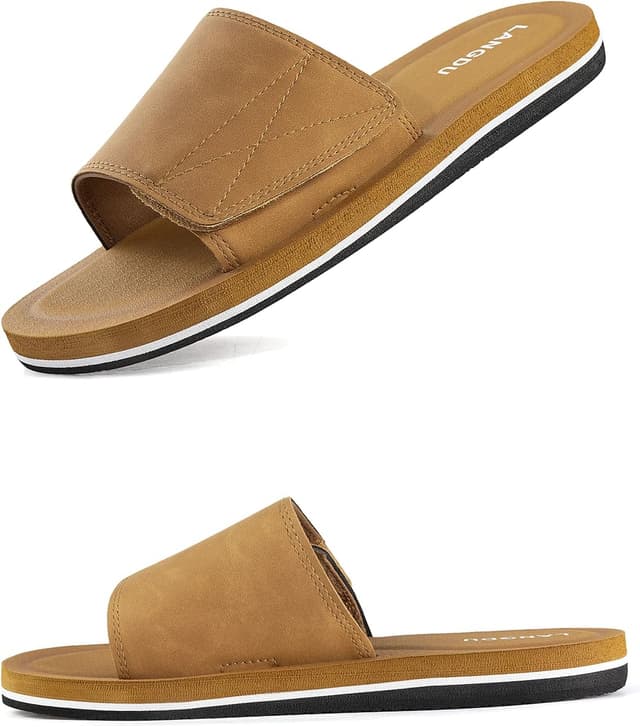 Detalle de LANGDU Claquettes pour hommes en EVA, confort piscine et plage