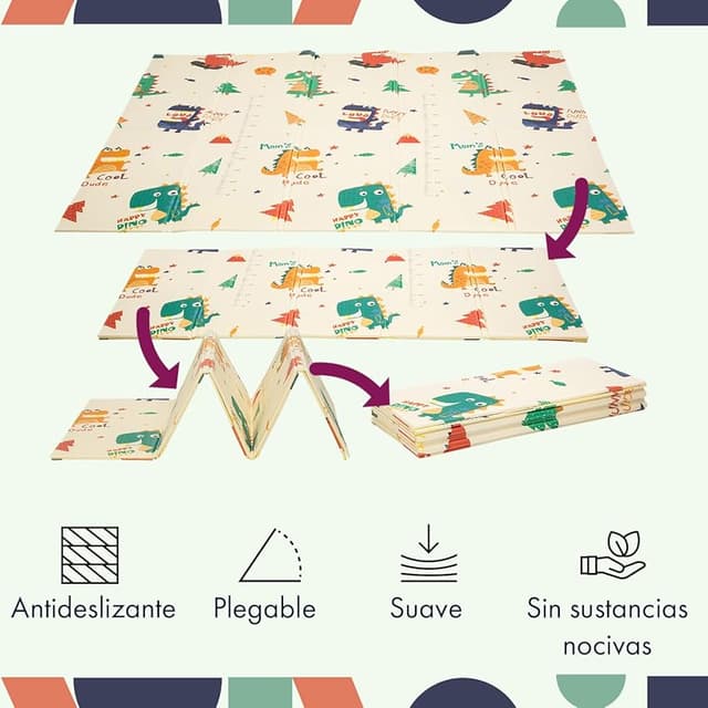 Detalle 2 de Babify Alfombra de Juegos Dino, tapete XPE impermeable
