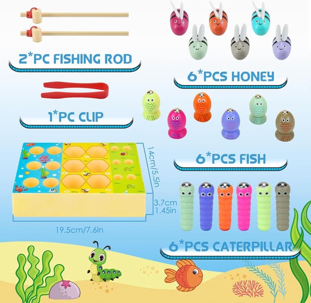 Thumbnail 4 de WEARXI Montessori Spielzeug ab 2 Jahre 3er Magnet- und Angelspiel