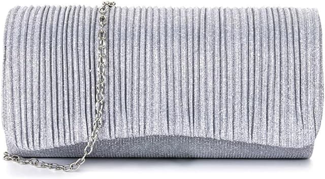 Thumbnail 6 de Gosyfeti Women’s Clutch Evening Bag with Detachable Chain Strap in Shiny Silver