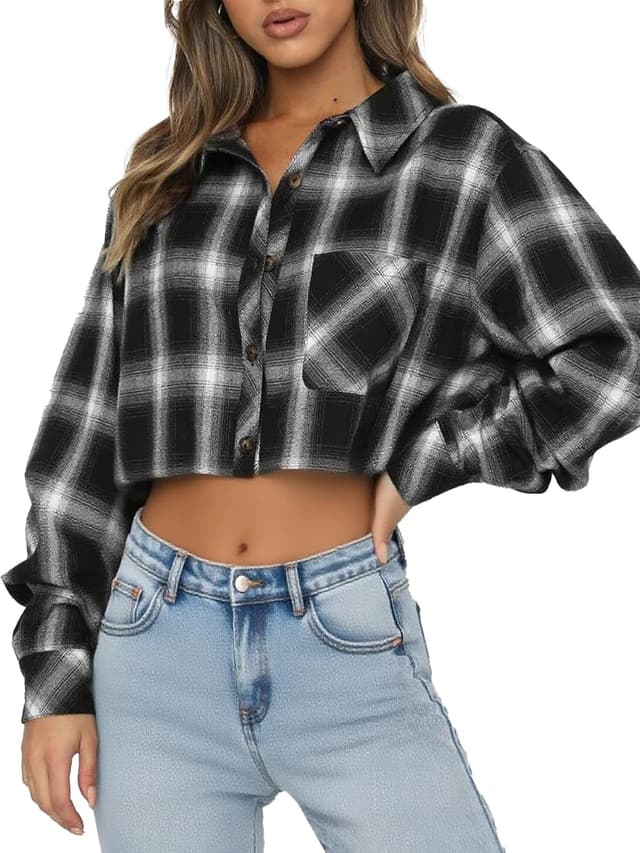 Detalle de Dressmine Cropped Checked Shirt 1