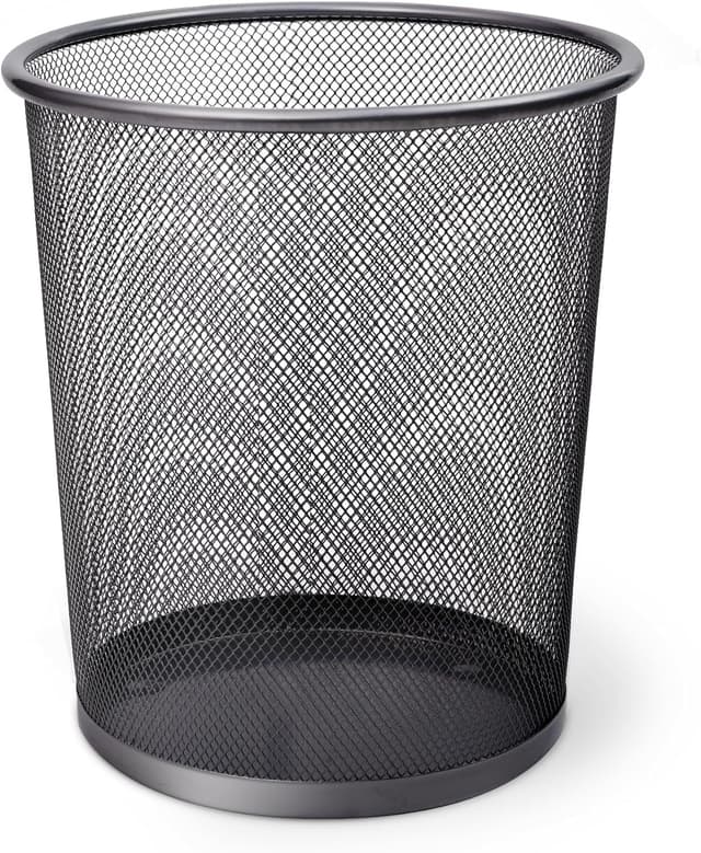 Detalle de KEPLIN Round Trash Can Bin (Charcoal Black) – 1 Pack Metal Mesh Bin