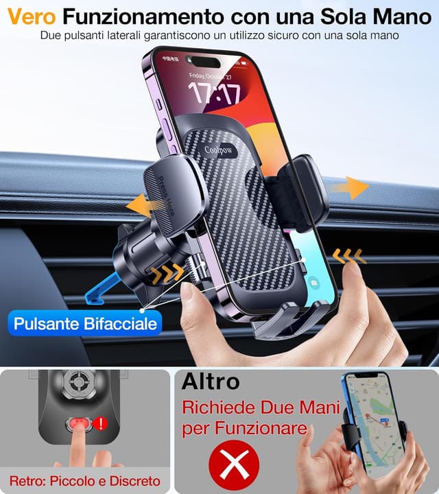 Thumbnail 4 de Coolpow Upgrated Porta Cellulare Auto 4‑in‑1