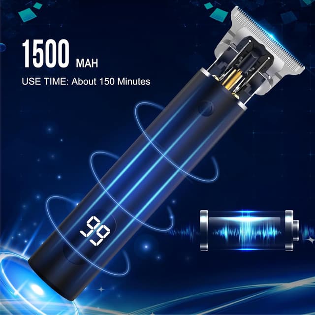 Detalle de T-Blade 0mm Trimmer Barba elettrico ricaricabile USB con lame in acciaio e schermo LCD
