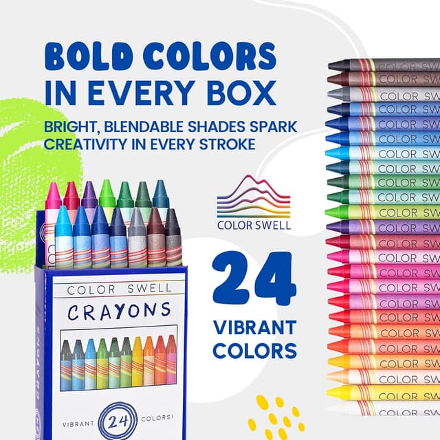 Detalle de Color Swell Bulk Crayons Packs (10 Boxes of 24 Vibrant Colors) for Home and School Use