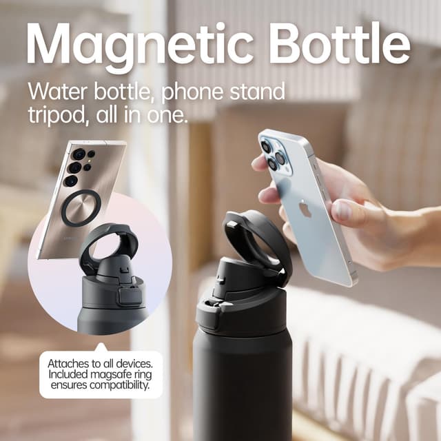 Detalle de magcheer 2L Magnetic Water Bottle with Phone Holder (MagSafe) – Yellow
