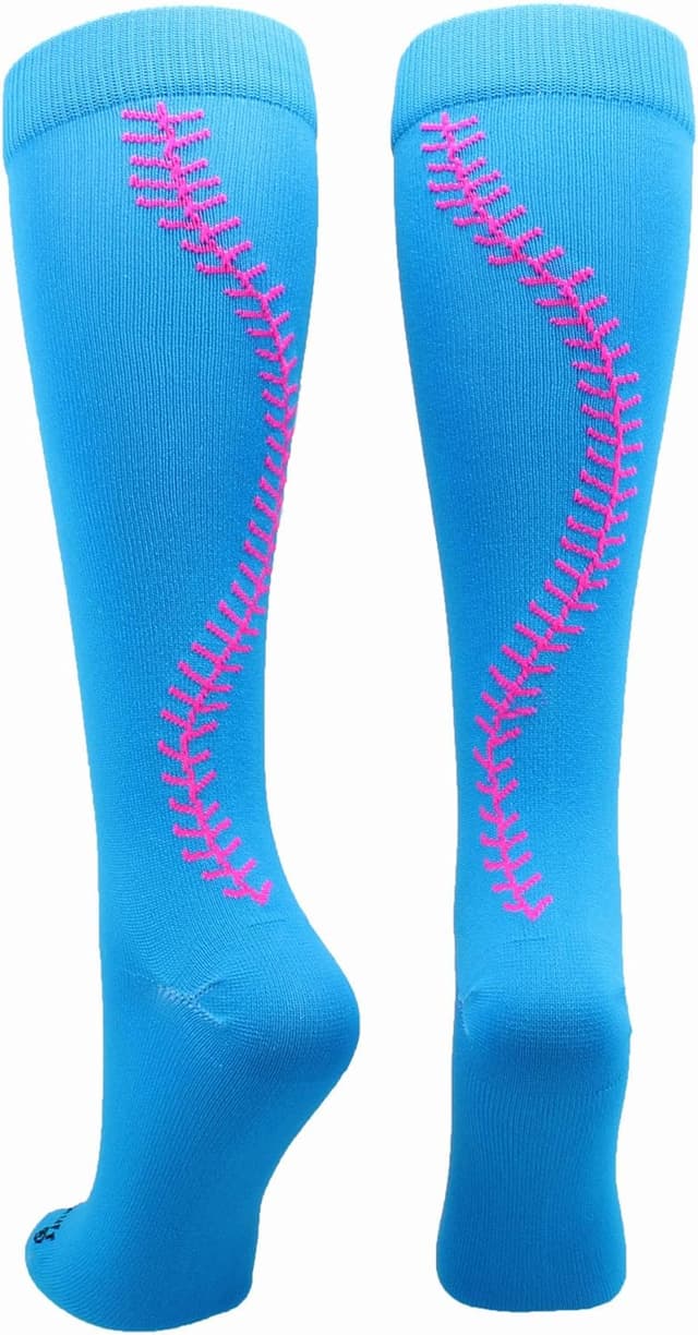 Detalle de MadSportsStuff Softball Socks with Stitches (Girls & Women), Over-the-Calf—Moisture-Wicking Team Colors