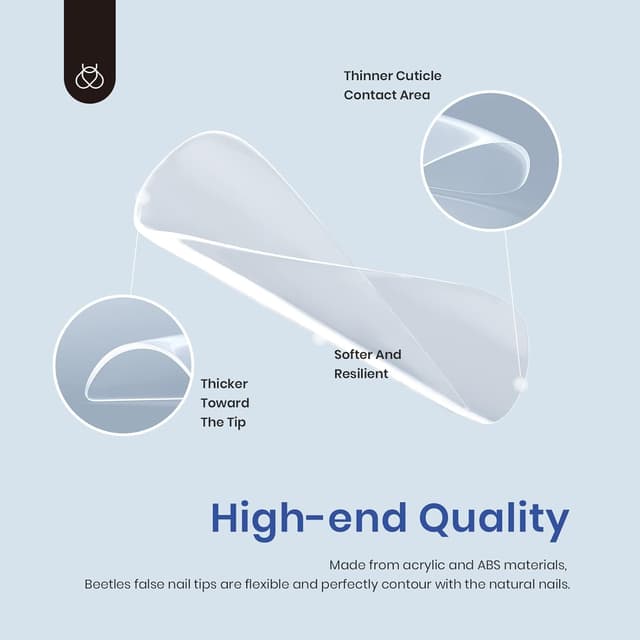 Detalle de Beetles Gel Nail Kit Easy Extension Set (240 PCS) with UV LED Lamp and 5-in-1 Nail Glue Gel for DIY Extensions