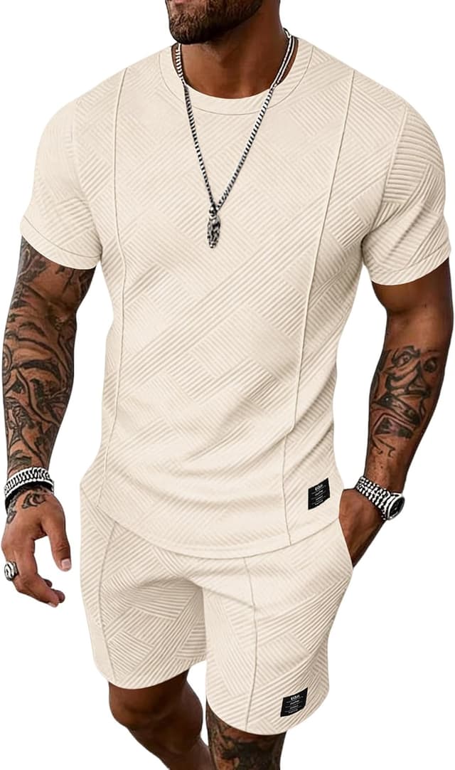 Thumbnail 6 de UOUA Herren Shorts Set Sommer – 2-teiliges Jogginganzug-Outfit (Kurzarm) aus atmungsaktiven Materialien