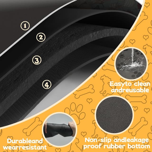 Detalle de TOKLYUIE Pet Feeding Mat 30x50CM – absorbent dog & cat placemats with waterproof rubber backing