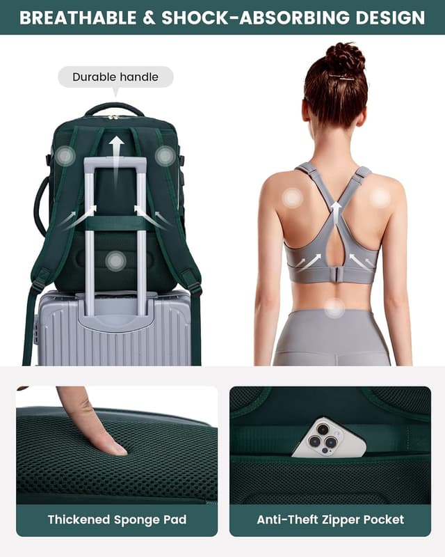 Detalle 2 de LOVEVOOK Reiserucksack Damen (Groß) fürs Handgepäck mit Laptopfach bis 17,3 Zoll