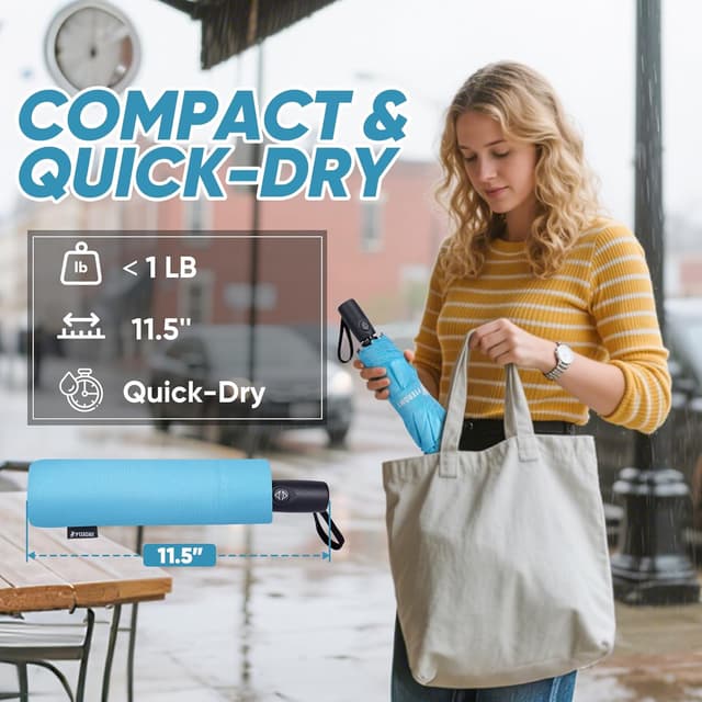 Thumbnail 3 de PTEROMY Windproof Compact Travel Umbrella 42"