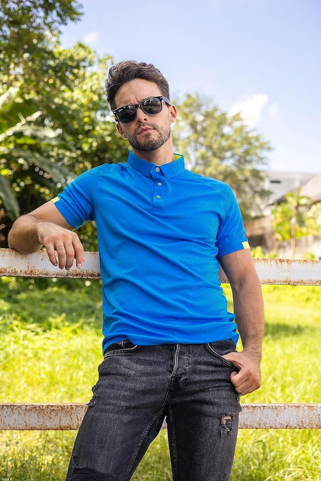 Detalle 2 de HUAKANG 3 Pack Men’s Short Sleeve Polo Shirts – Breathable Quick-Dry Sport & Gym Tops