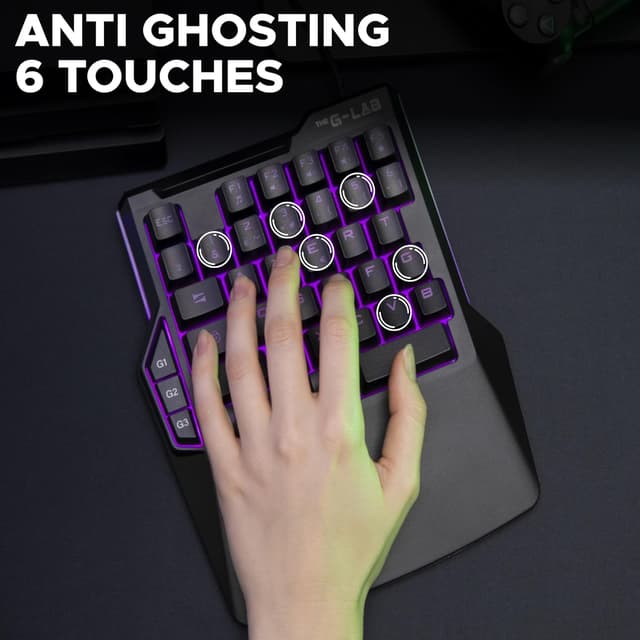 Detalle de The G-Lab Keyz Thorium — mini clavier gamer « une main » portable RVB avec 3 macros