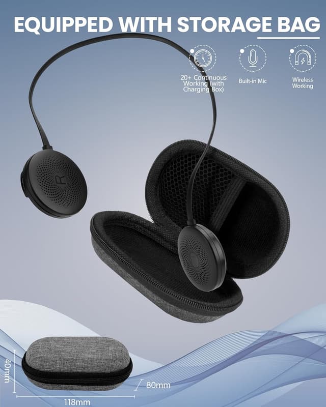 Detalle de Doohoeek Wireless Ski Helmet Headphones with Slim Bluetooth 5.3, Built-in Mic & IPX5 (with charging case)