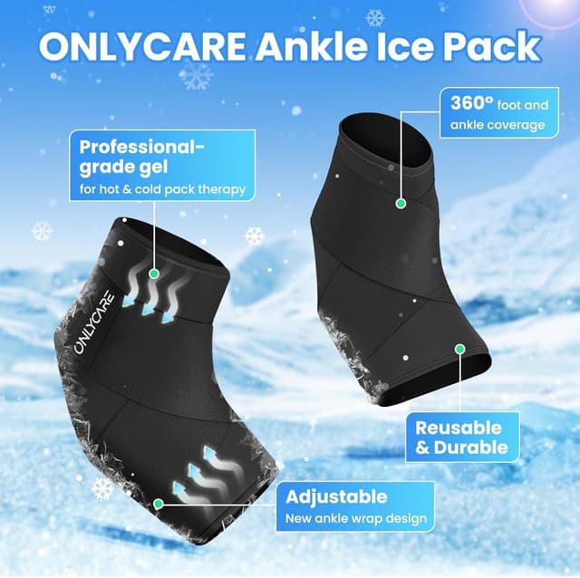Detalle de ONLYCARE Ankle Ice Pack Wrap – soft gel wrap for hot & cold therapy