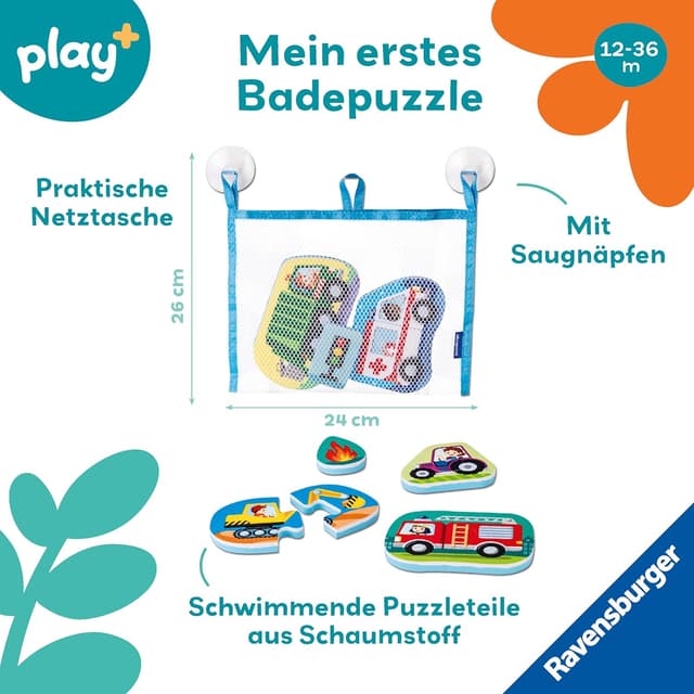 Detalle 2 de Ravensburger Play+ Bade-Puzzle Fahrzeuge 12‑teilig