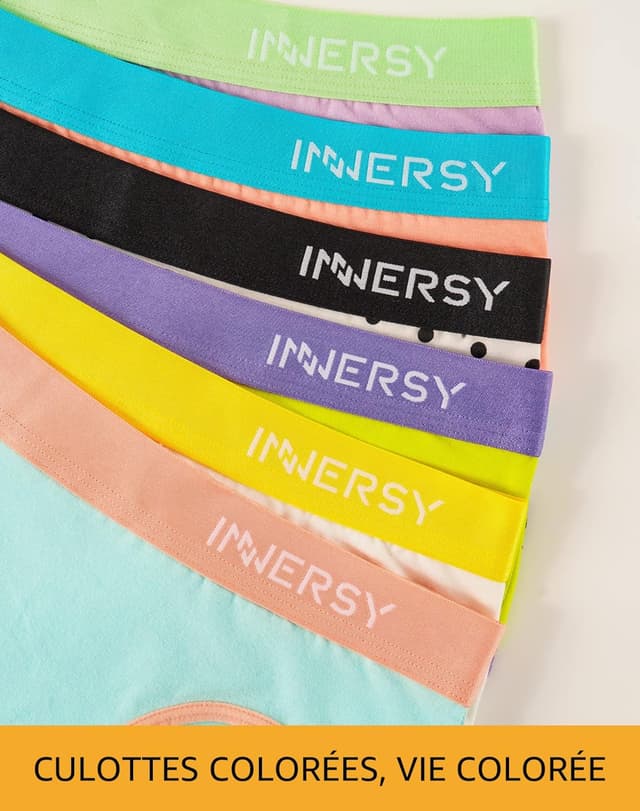 Detalle de INNERSY Lot de 6 culottes fille en coton stretch (8 à 16 ans)