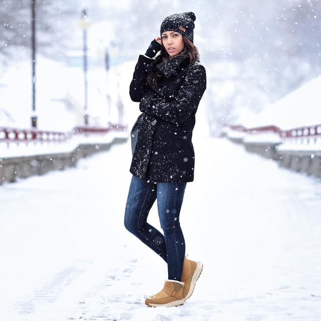 Detalle de FitVille Women’s Winter Snow Boots (Wide Fit) Fleece-Lined Ankle Boots