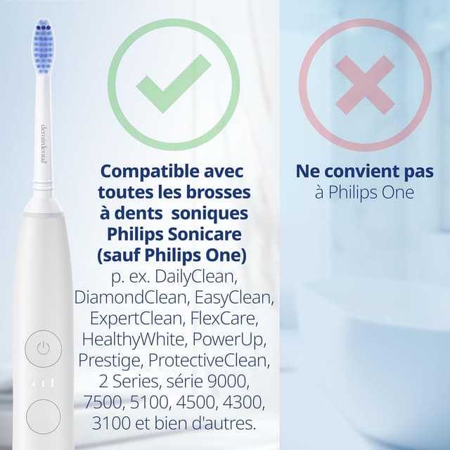 Thumbnail 6 de 8 embouts demirdental Medium compatibles Philips Sonicare (remplace HX6018) — blancs