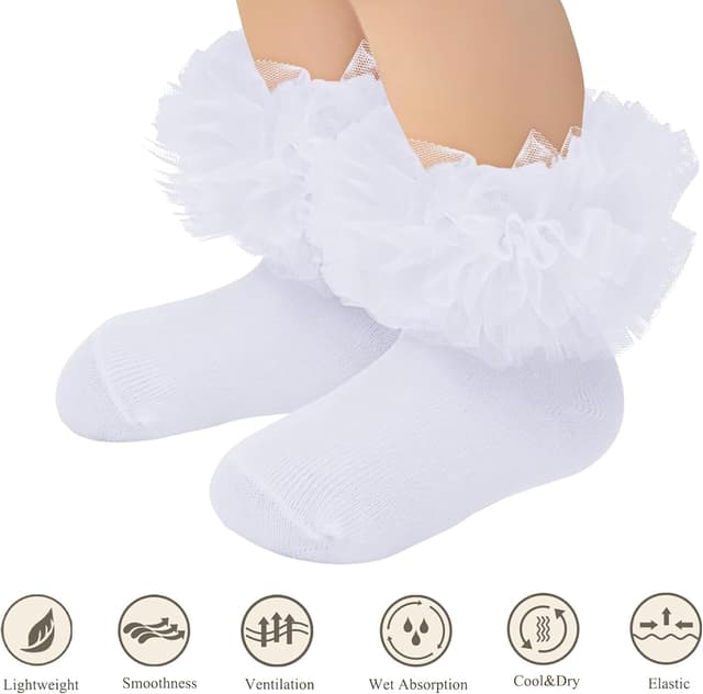 Detalle de Sock Stack 6 Pairs Girls Tutu Frilly Ankle Socks with Lace & Bow