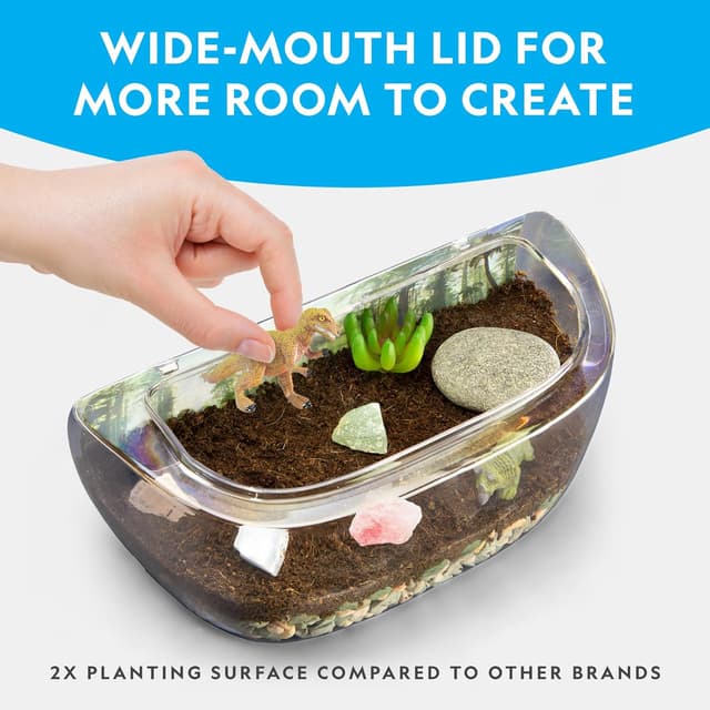 Detalle de Blue Marble National Geographic Light Up Terrarium Kit for Kids — Build a Dinosaur Habitat with Real Plants & Gemstones