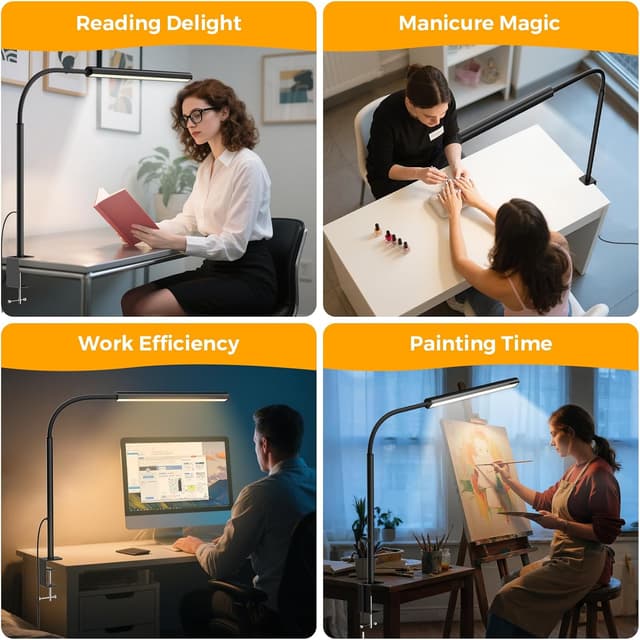 Detalle 2 de WHW3WIN LED Desk Lamp 12W — 5 modes, clamp