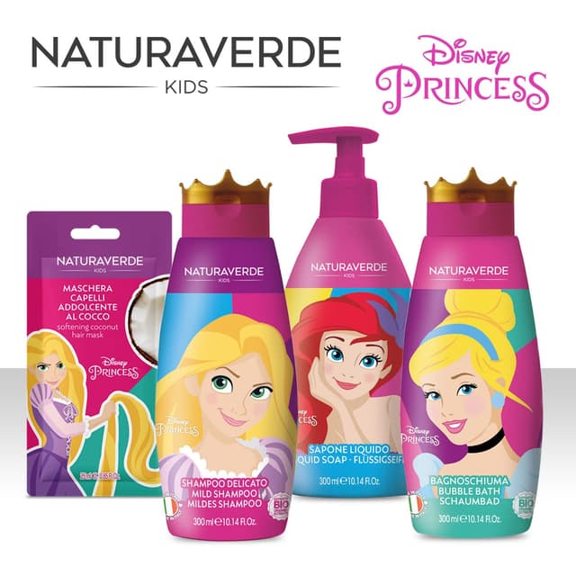Detalle de Naturaverde Kids Disney Princess Duschgel mit Aschenputtel & Bio-Haferextrakt – 300 ml