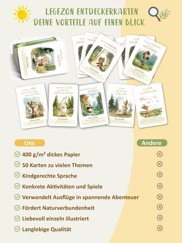 Detalle de Legezon 50 Entdeckerkarten Kinder für draußen