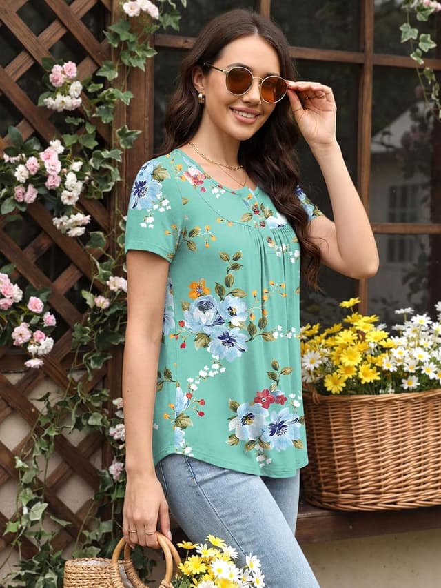 Detalle de COFNEW Women’s Summer Pajama Sets (2-Piece) Short Sleeve Top & Capri Pants with Pockets (Plus Sizes)