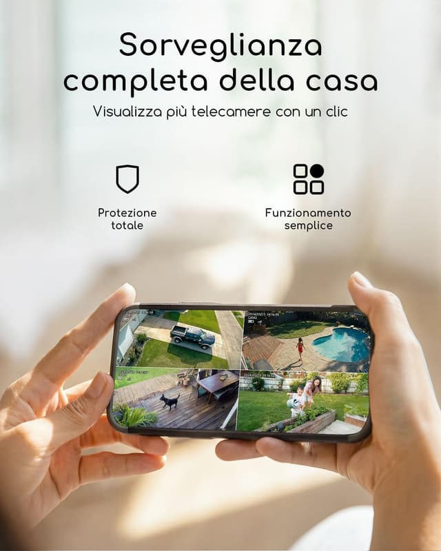 Detalle 2 de COOAU 4MP Kit Telecamera Wi‑Fi esterna con pannello solare, 2 telecamere e scheda 64GB