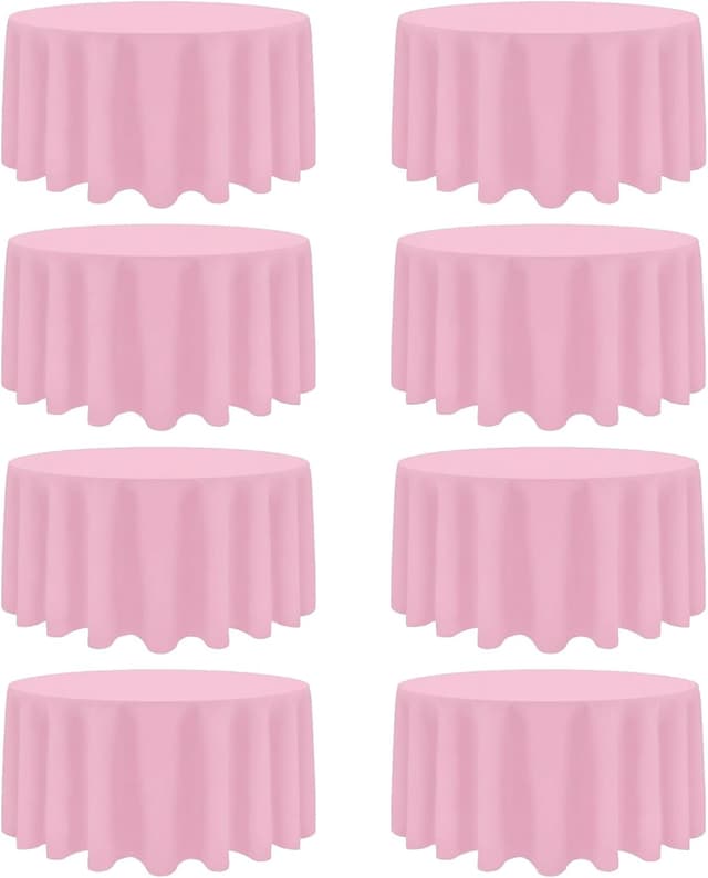 Detalle de Heneger 8-Pack Pink Round Tablecloth (90 Inch) — Wrinkle-Resistant Polyester for Easter, Parties, Weddings & Buffets