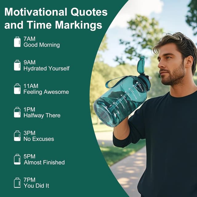 Detalle 2 de GLEKGLEK 2 Litre BPA Free Water Bottle with Time Markings (Cyan)